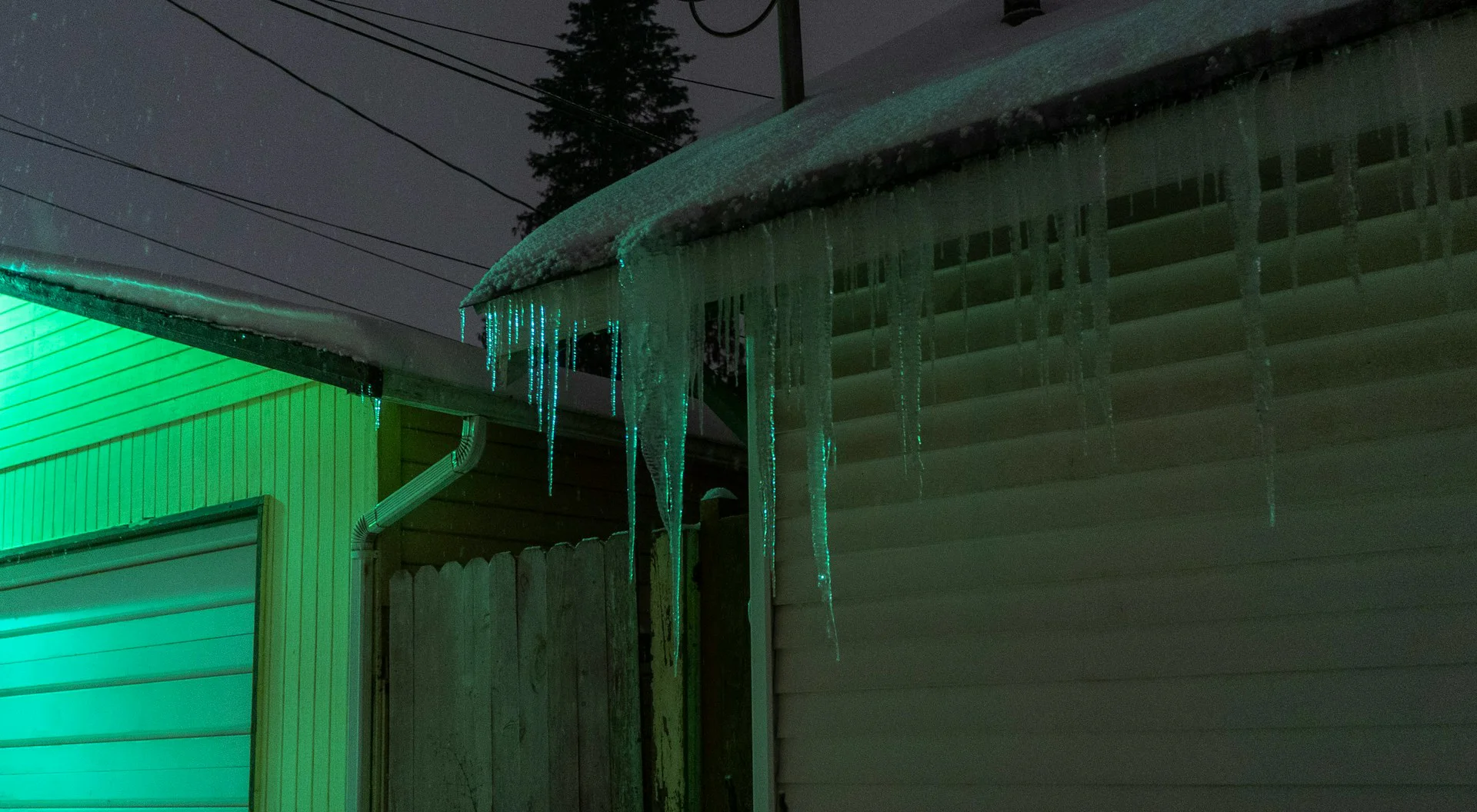 cold night hanging icicles