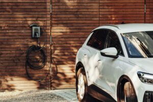 Electric car ready for charging