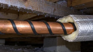 Heat Trace wrapped around a copper pipe